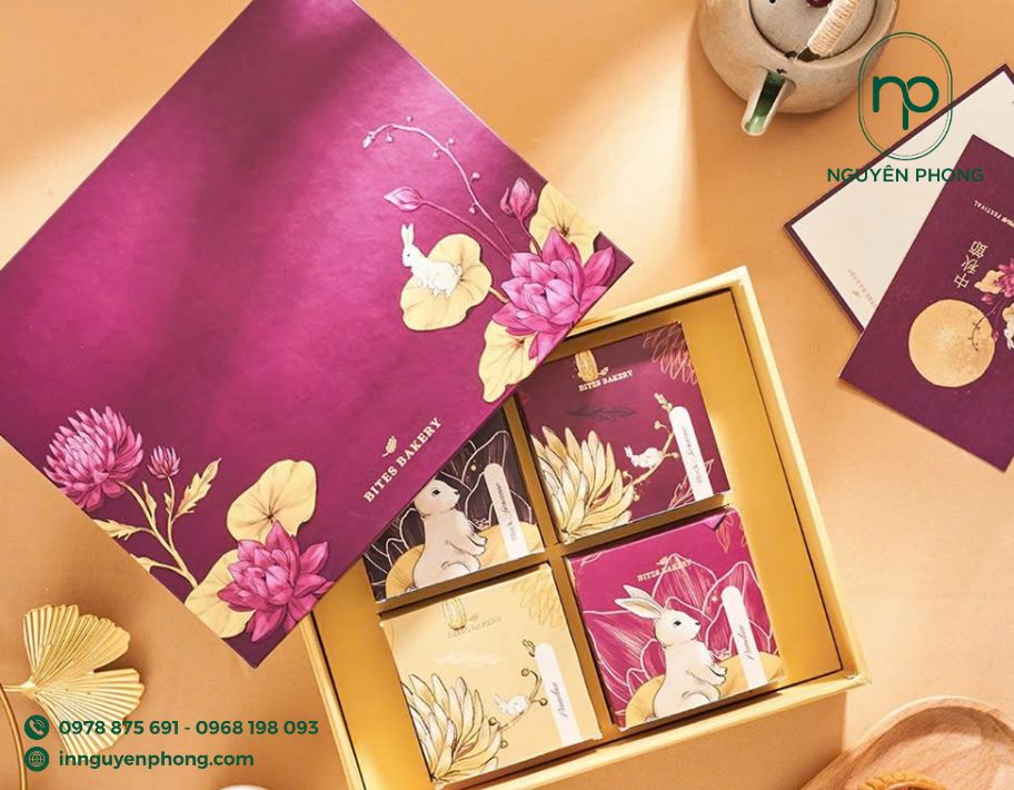 Mẫu hộp đựng bánh trung thu trang nhã làm quà tặng 
